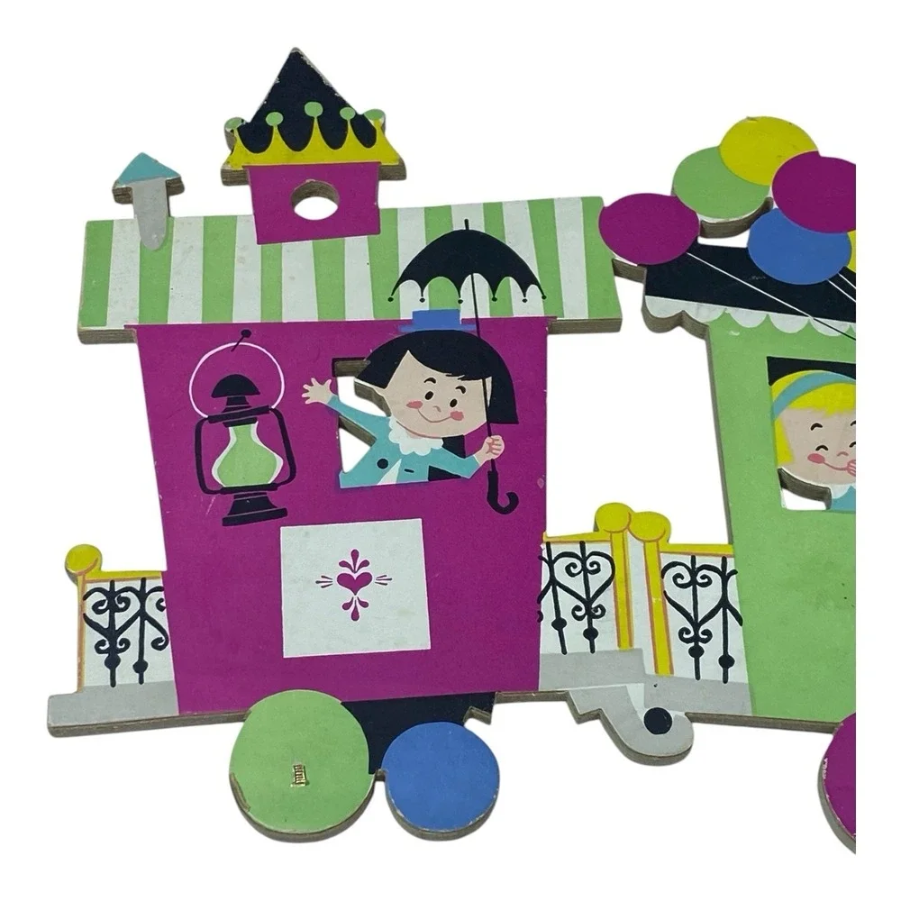 VTG Dolly Toy Co Train Wall Puzzle 1950s‎ Pressboard Nursery Decor